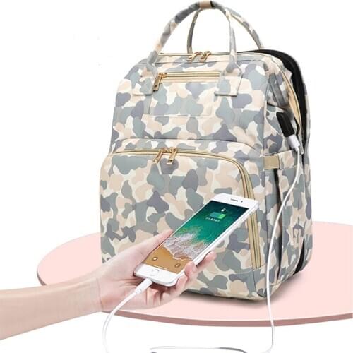 1pcs Maternity Diaper Bag USB Mommy Nappy Baby Care Backpack Fashion Travel Nursing Backpacks for Mom Multifunction Stroller Bag