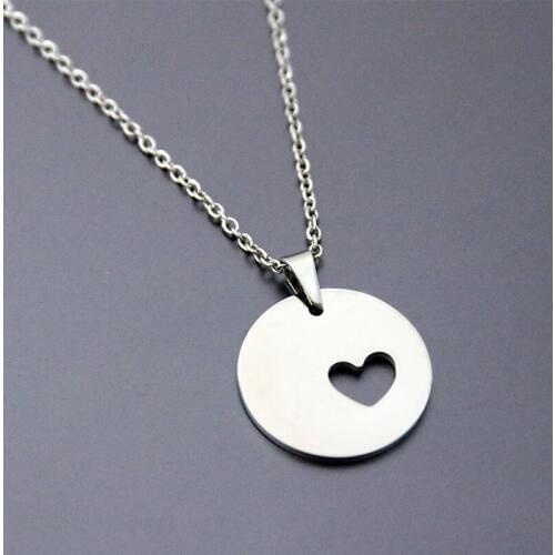 1pc New Classic Round Sun Heart Stainless Steel Custom Necklace Love Hearts Pendant Kids Girls Women Festival Jewelry