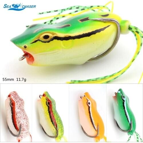1PCS Popper frog Baits 55mm 11.7g Soft bait tube japan plastic fishing lures treble hooks ray frog fishing fish lure