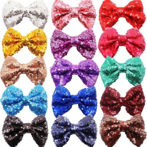 10pcs/lot Lovely Glitter Sequins Bows Newborn Bangs Hairpin Fashion DIY Handmade Bowknot Duckbill Clip Stage Clothing Decoration