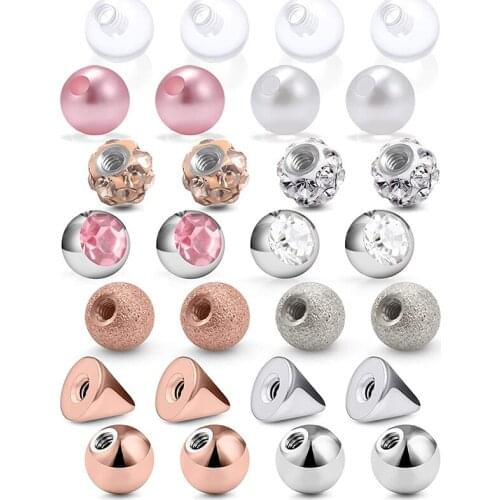 14G Ball for Piercing Replacement Balls Spikes Externally Threaded Nipple Industrial Tongue Belly Piercing Rings Body Jewelry