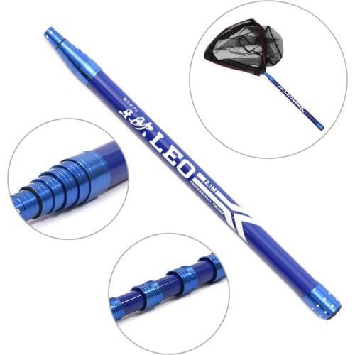 2.1m Mini Ultra Short Carbon Portable Dip Net Pole High-quality Aluminum Alloy Light Sturdy Good Durability Portability