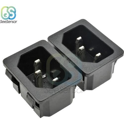2Pcs 10A 250VAC 3 Pin AC-04 AC Power Socket Connector Plug Iron Core