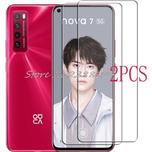 2PCS FOR Huawei nova 7 5G Tempered Glass Protective On nova7 JEF-AN00, JEF-NX9 6.53" Screen Protector Glass Film Cover
