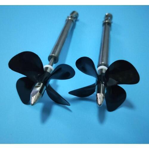 2pcs/lot RC Boat Motor Shafts Assembly 4MM Stainless Steel Shaft Set Metal Universal Joint+Shaft+D55 CW/CCW 4-blades Propellers
