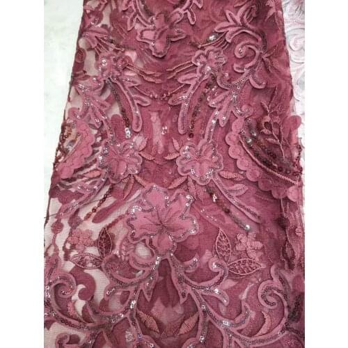 GLace 1Y/Lot african polyester embroidery sequin mesh fabric textile women dress cloth accessories S0198