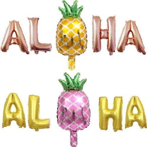 5pcs/lot Hawaii Party Decorations Pineapple Foil Balloons Aloha Party balloon Letter Air Balls Pineapple Party Supplies Globos