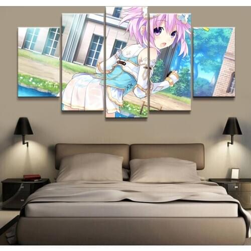 5 Piece Cartoon Pictures Art Hyperdimension Neptunia Animatio Poster Paintings Canvas Art for Home Decor WallPoster Wholesale