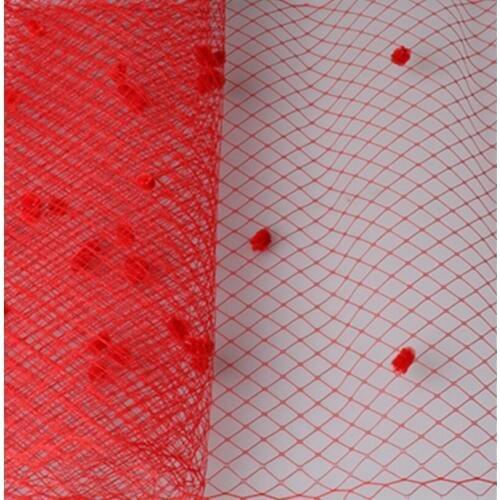 Red 5 Yards Per Lot Birdcage Veil With Dot 45CM Width Russian Veiling Netting Wedding Dot Veils DIY Hair Accessories LDV005