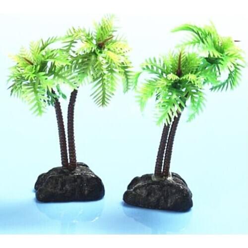 Hotsale High Quality Fish Tank Plants Nontoxic Artificial Aquarium Coconut Trees Ornament Decoration Plastic