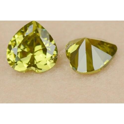 Sale 2*2~15*15mm 5A Cubic Zircon Stone Heart Shape CZ Middle Light Olive Green Color Loose Lab Created Gems For Jewelry