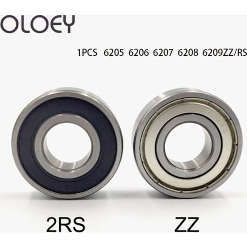 1Pcs Excellent Steel Bearings Balls Plastic Cage 6205/6206/6207/6208/6209 2RS ZZ Bearing Ball Rubber Deep Groove Ball Bearing