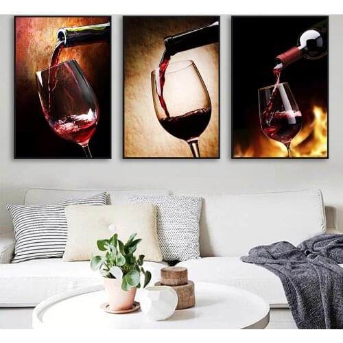Red Wine Glass Canvas Painting Modern Oil Painting Wall Art Poster Bar Restaurant Kitchen Wall Decoration Living Room Home Decor