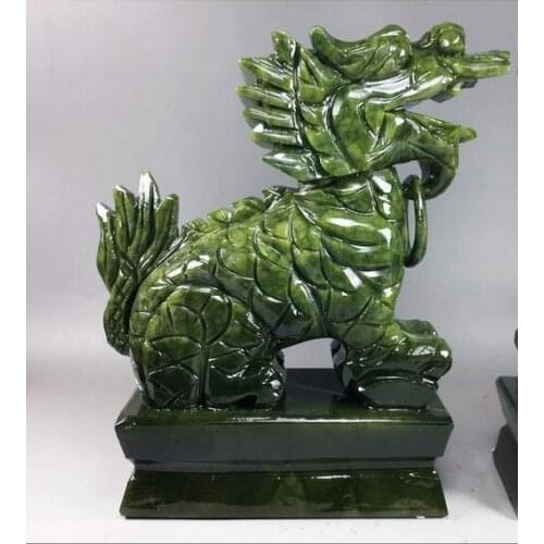 Chinese foo dog Hand Carved Buddha statue of natural jade home decoration