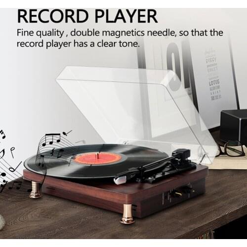 Classic Nostalgia Wooden LP Vinyl Record Player Turntable Ruby Phono Stereo Lossless Music bluetooth Music Player Speaker with D