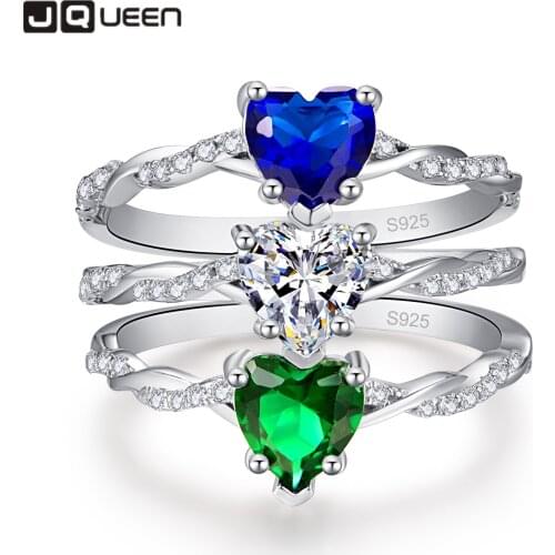 Classic Real Solid 925 Sterling Silver Ring Heart Shaped Twist Arm Zircon Wedding Jewelry Rings Engagement Women