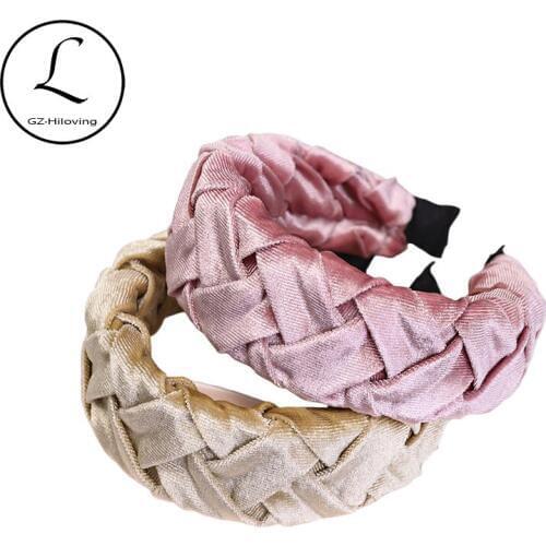 Korean Velvet Braid Hair Band Turban for Girls Ladies 2019 Vintage Women Wide Headband Hair Accessories Boho Hair Hoop Haarband