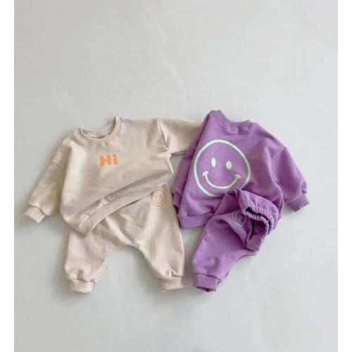 2021 Korea style boys girls 2 pcs set sweatshirt+long pants autumn cotton babys suit 6-24 month WU424