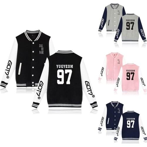 Kpop Got7 YUGYEOM 97 Baseball Jacket Coat Fashion Hip Hop Men Women Hoodie Sweatshirts Male Long Sleeve Hoodies Jackets Tops 4XL