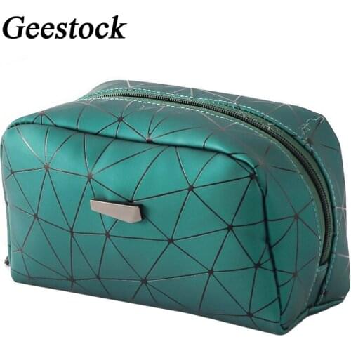 Geestock Fashion Cosmetic Bag for Women Travel Multifunctional Geometric Waterproof Makeup Bags Portable Organizer Pocket
