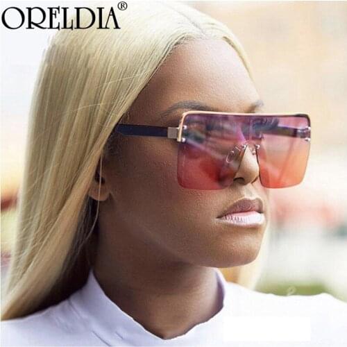 Fashion Oversized Square Sunglasses 2021 Women Men Transparent Colorful Len Sun Glasses Luxury Brand Semi-Rimless Eyewear UV400