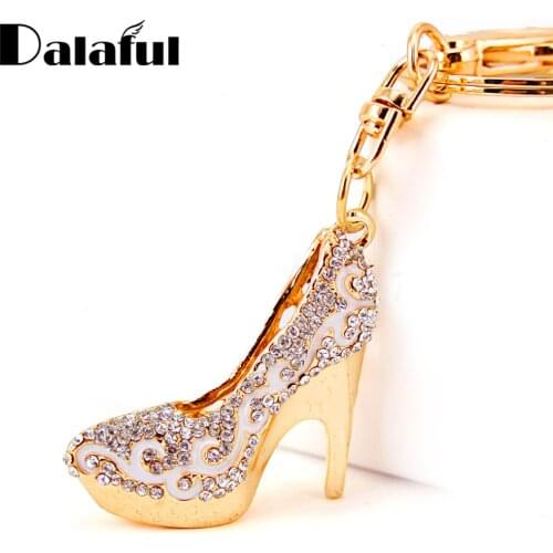 Fashion Crystal High Heels Shoes Key Chains Rings Holder Flower Enamel Bag Pendant For Car Keyrings KeyChains K289 New