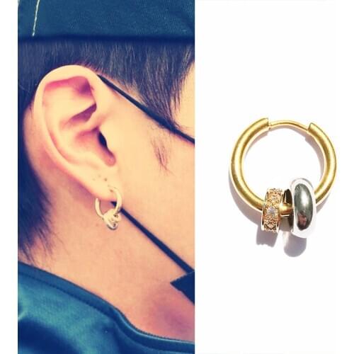 1pc Fashion Hip Hop Stainless Steel Earrings Top Quality Cz Crystal Charms Gold Earrings For Women Man Girls Korean Jewelry 2020