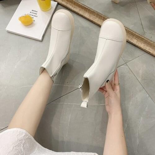 Autumn and winter new breathable joker short boots women 2021 soft sole boots leisure high-top shoes naked boots