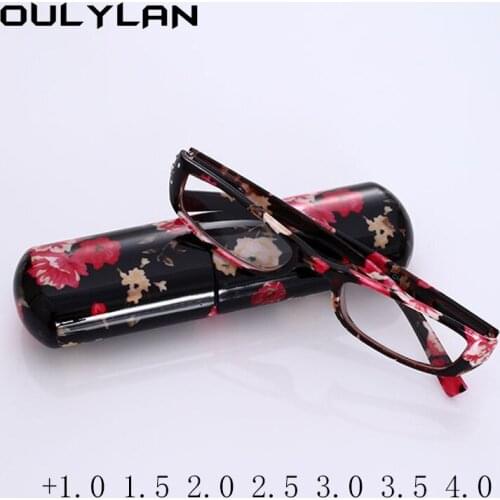 Oulylan +1.0 1.5 2.0 2.5 3.0 3.5 4.0 Finished Reading Glasses Women High Quality Flower Wrapped Hyperopia Glasses Frame for Lady