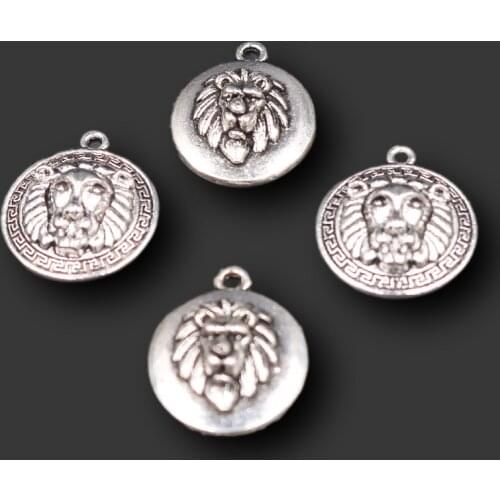 WKOUD 10pcs Antique Sliver Lion Head Mana Animal Handmade Charms Pendants Jewelry Findings A21
