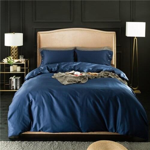 Simple Bedding Set Thickened 60 Cotton Duvet Cover Sheet Four-piece Satin Pure Cotton Nordic Homestay Pure Color Bedding