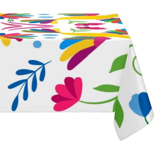 Rectangular Tablecloth Covered Presents Modern Home Decor With Colorful Mexican Birds For Kitchens Dining Camping Banquets