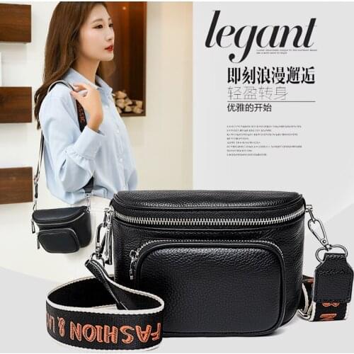 YILIAN Leather bag new fashion fashion letters wide band cowhide saddle bag casual casual shoulder cross-body bag