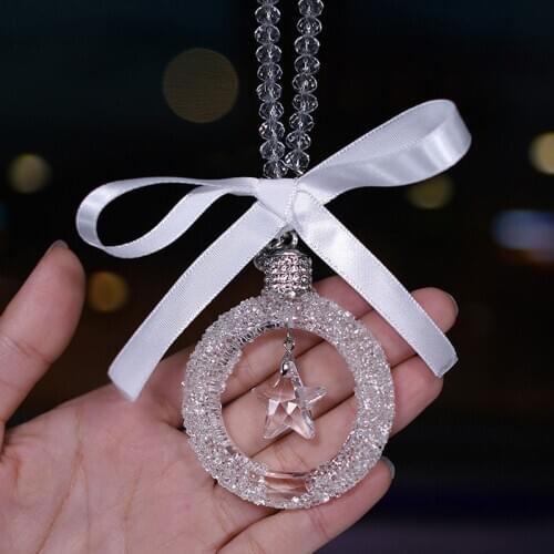 Diamond Crystal Car Ornaments Mink Fur Rearview Mirror Car Pendant for Girls Interior Accessories Car Decoration Christmas Gift