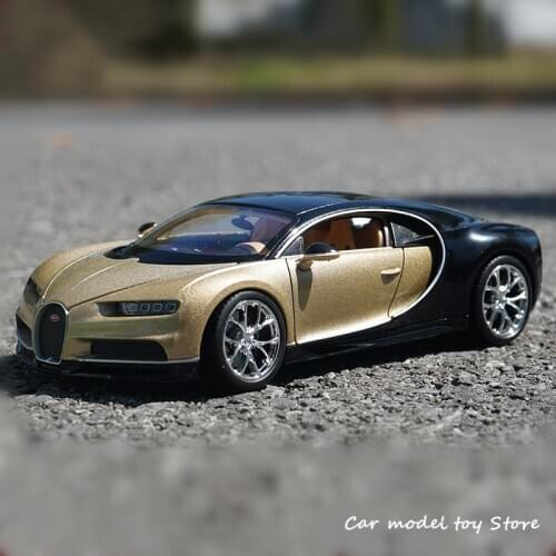 WELLY 1:24 Bugatti Chiron gold Car sports car simulation alloy car model crafts decoration collection toy tools gift