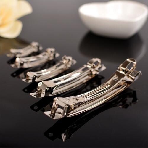 10pcs French Barrette Style Spring Hair Clips Automatic Clip Blank Width Setting Rhodium Bow Hairpin Supplies For Jewelry Making