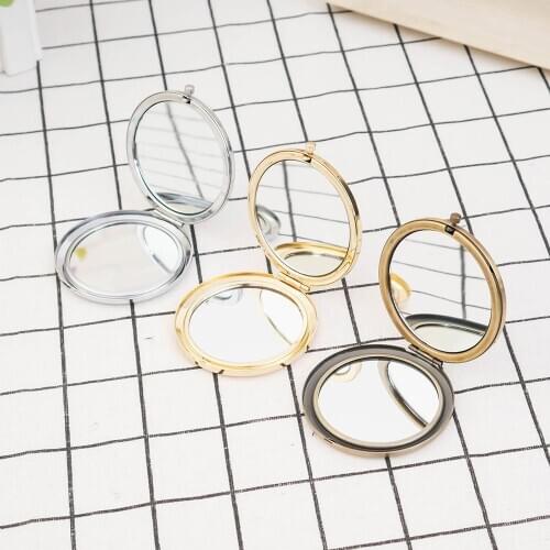 1 pc Mini Makeup Mirrors 57.1mm Blank Round Metal Compact Mirror Portable Cosmetic Pocket Mirror Girls Gift Women Beauty Tools