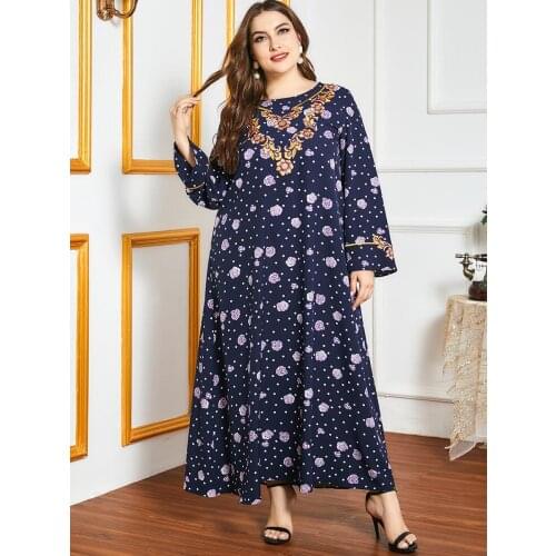 Aligaia Fashion Ethnic Printing Dress For Women 2021 Summer New Dubai Muslim Hijab kaftan Dress Turkey Islam Caftan Dresses