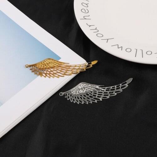 10PCS/Lot Gold/Rhodium 7x2.5cm Single Wing Iron Crafts Connectors For Jewelry Findings Making DIY Accessories Charms Pendant