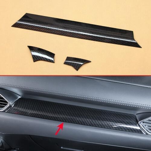 3Pcs Car Front Dashboard Console Stripes Trims For Mazda CX-5 (KF) 2017 2018 2019 LHD Carbon Fiber Decoration Overlay