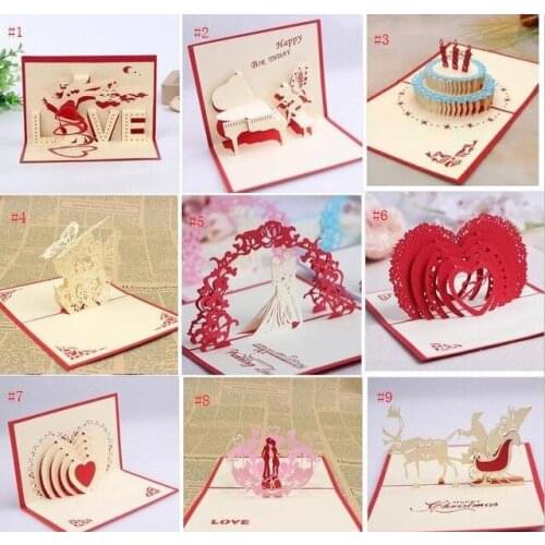 3D Pop Up Cards Invitations Valentine Lover Love Romantic Birthday Wedding Anniversary Greeting Cards Gift Postcard
