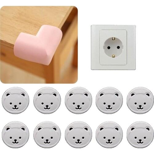 5/10pcs Cute Bear EU Power Socket Safe Plugs Protector Cover Baby Anti Electric Shock Child Corner Protector Edge Corner Guard