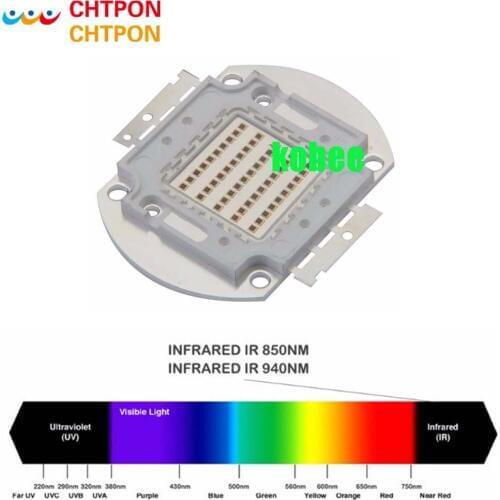 50W LED IR 730Nm 850Nm 940Nm COB Infrared Radiation Bulbs Detect Sensor Laser FlashlightHigh Power