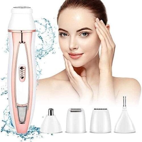 Eyebrow Razors Facial Hair Remover 5-in-1 USB Rechargeable Waterpoof Painless Trimmer Electric Lady Epilator with5 Shavers Heads