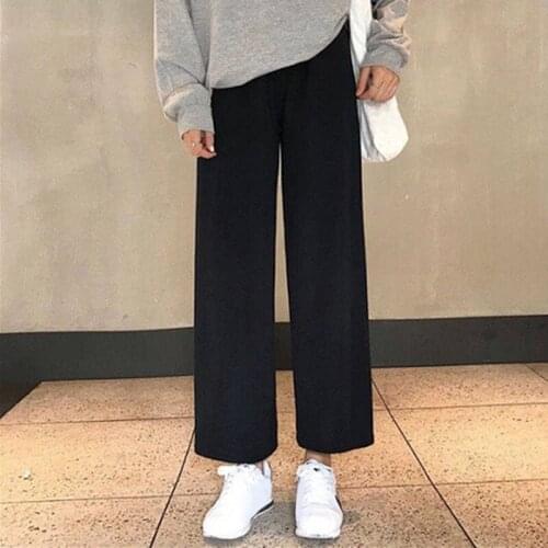 Wide Leg Pants Ulzzang Women Solid High Waist Trousers Pleated Loose Casual Elegant Womens Korean Style