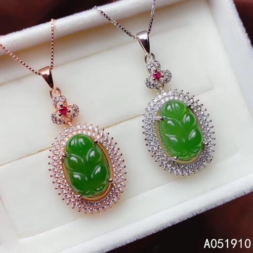 KJJEAXCMY boutique jewelry 925 sterling silver inlaid Natural jasper necklace Womens pendant supports inspection fashion
