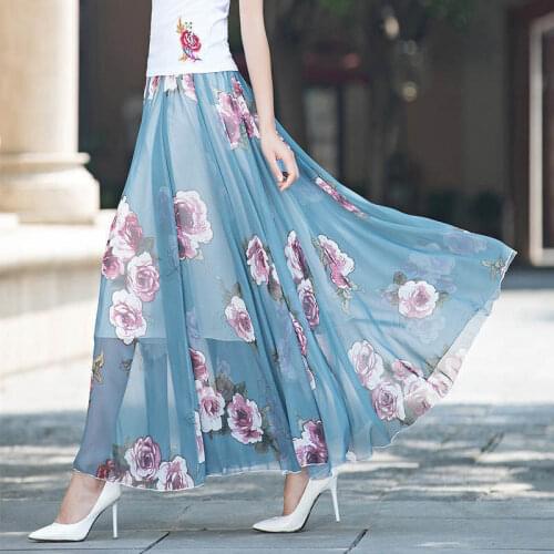 Fancy Chiffon Half-length Skirt Spring/summer 2021 New Elegant and Large Swing Fairy Skirt Long and Holiday Beach Skirt