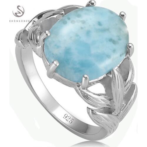Eulonvan Larimar Natural Stone 925 sterling silver Wedding rings for women Jewelry & Accessories dropshipping S-3801 size 6 7 8