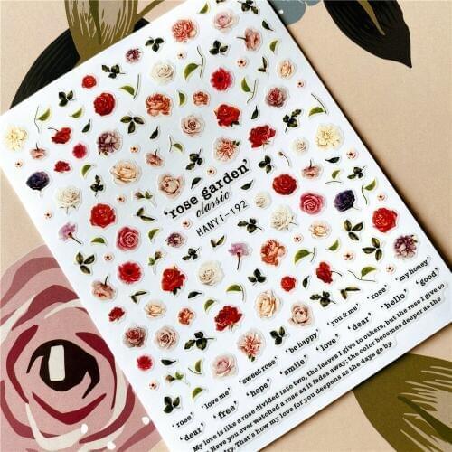 HANYI-191-192 Rose flower Safflower 3D Back glue Nail decal Nail sticker Nail decoration Nail art Nail tool Nail ornament