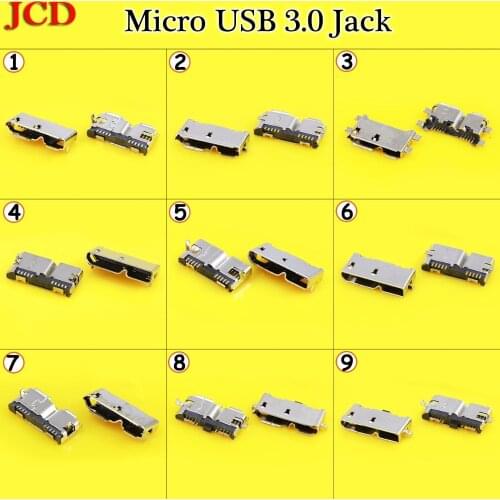 JCD NEW Micro USB 3.0 10P female connector SMT/DIP/ Vertical USB socket for laptop phone for Tablet PC Micro USB 3.0 Jack